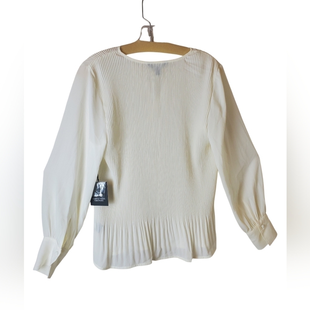 Simply Vera Verawang Size M Elegant White Women's Top - Picture 3 of 6